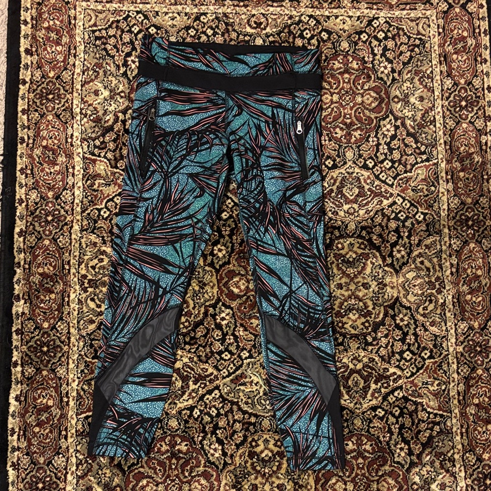 lululemon athletica Black and Teal Patterned Leggings